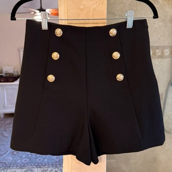 Zara High Waist Shorts with Gold Buttons - Picture 2 of 8